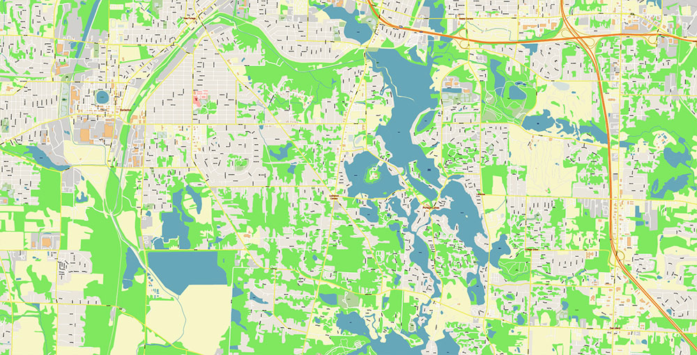 Akron Ohio USA Map Vector Exact City Plan High Detailed Street Map editable Adobe Illustrator in layers