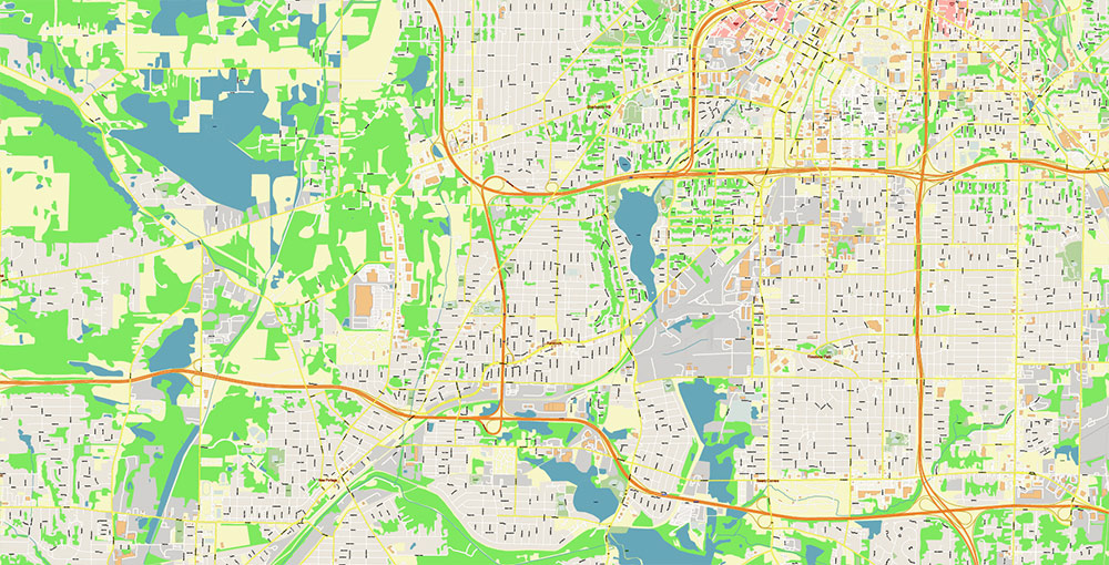 Akron Ohio USA Map Vector Exact City Plan High Detailed Street Map editable Adobe Illustrator in layers