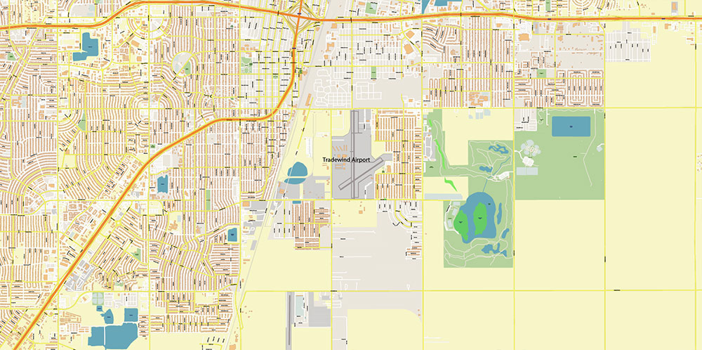 Amarillo Texas USA Map Vector Exact City Plan High Detailed Street Map editable Adobe Illustrator in layers