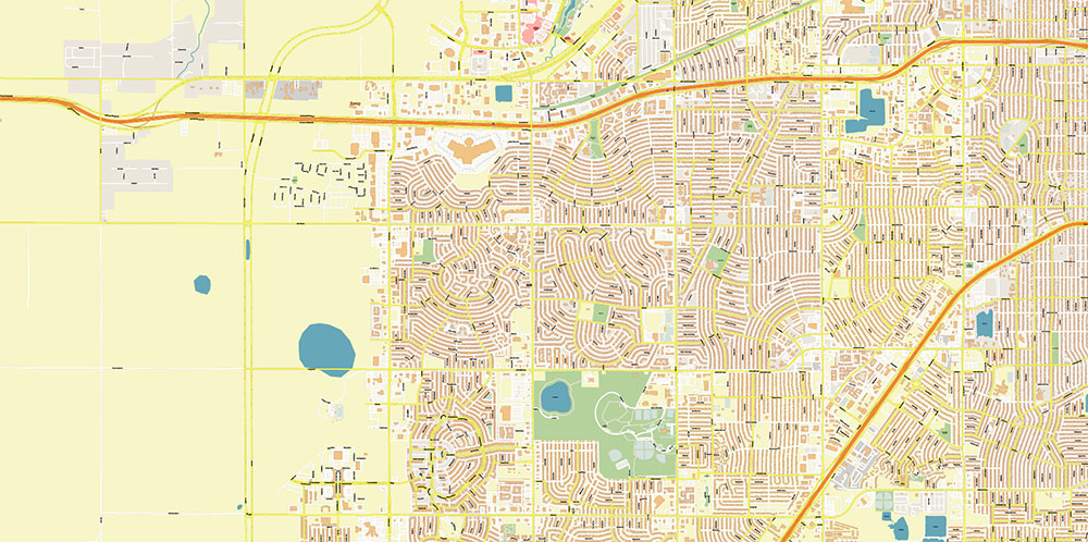 Amarillo Texas USA Map Vector Exact City Plan High Detailed Street Map editable Adobe Illustrator in layers