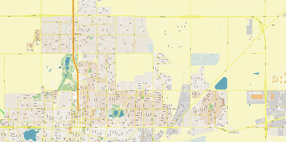 Amarillo Texas USA Map Vector Exact City Plan High Detailed Street Map editable Adobe Illustrator in layers