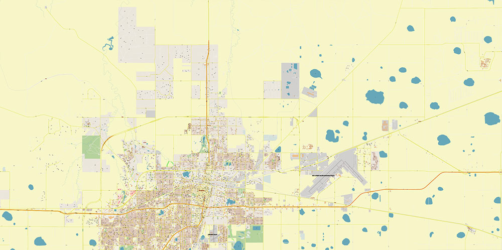 Amarillo Texas USA Map Vector Exact City Plan High Detailed Street Map editable Adobe Illustrator in layers
