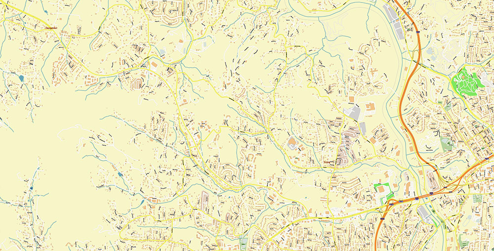 Asheville North Carolina USA Map Vector Exact City Plan High Detailed Street Map editable Adobe Illustrator in layers
