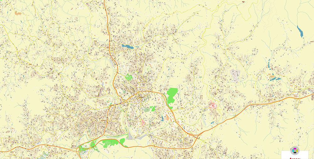 Asheville North Carolina USA Map Vector Exact City Plan High Detailed Street Map editable Adobe Illustrator in layers