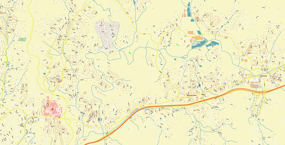 Asheville North Carolina USA Map Vector Exact City Plan High Detailed Street Map editable Adobe Illustrator in layers