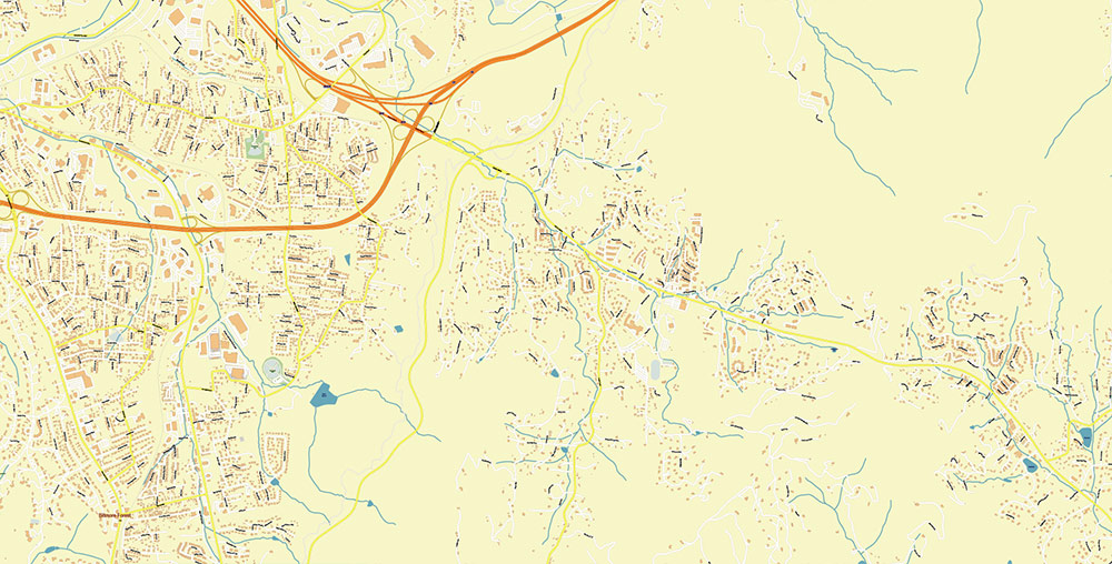 Asheville North Carolina USA Map Vector Exact City Plan High Detailed Street Map editable Adobe Illustrator in layers