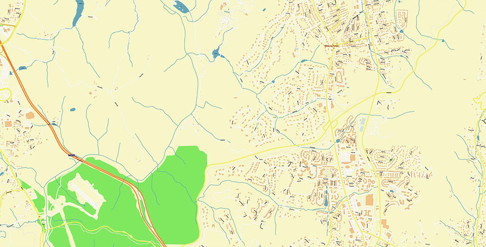 Asheville North Carolina USA Map Vector Exact City Plan High Detailed Street Map editable Adobe Illustrator in layers