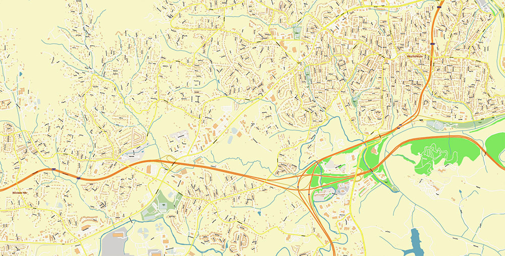 Asheville North Carolina USA Map Vector Exact City Plan High Detailed Street Map editable Adobe Illustrator in layers