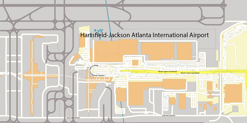 Atlanta Airport Map Vector Exact High Detailed Street Map editable Adobe Illustrator in layers Atlanta Airport Map Vector Exact High Detailed Street Map editable Adobe Illustrator in layers