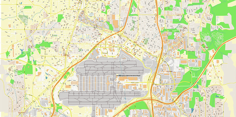 Atlanta Airport Map Vector Exact High Detailed Street Map editable Adobe Illustrator in layers Atlanta Airport Map Vector Exact High Detailed Street Map editable Adobe Illustrator in layers