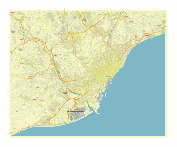 Free Vector map Blank Editable Layered of the City of Barcelona, Spain Free Vector map Blank Editable Layered of the City of Barcelona, Spain