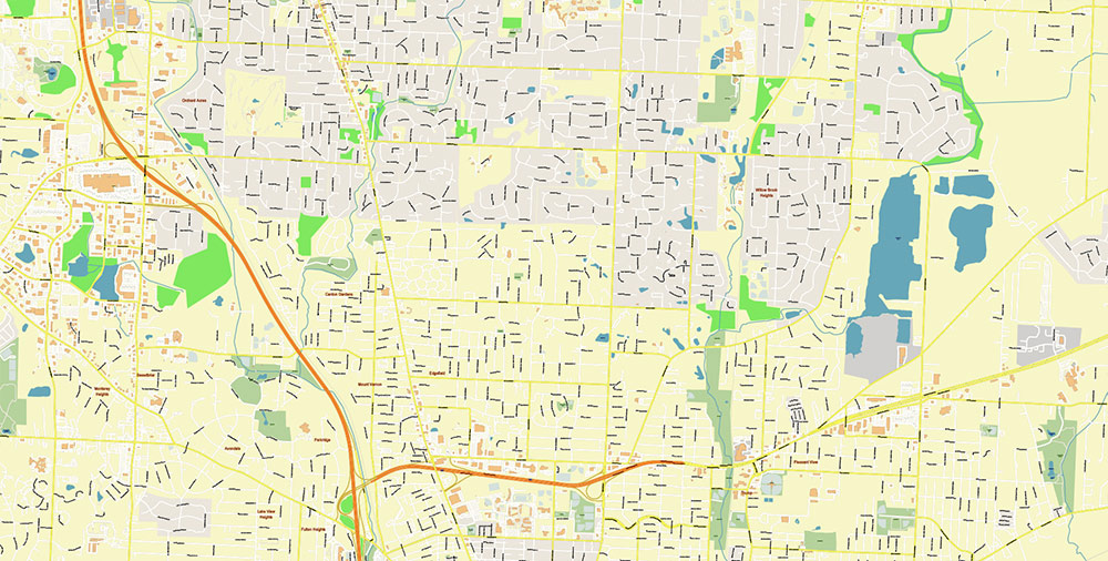 Canton Ohio USA Map Vector Exact City Plan High Detailed Street Map editable Adobe Illustrator in layers