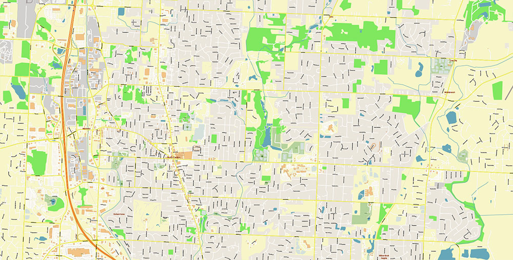 Canton Ohio USA Map Vector Exact City Plan High Detailed Street Map editable Adobe Illustrator in layers