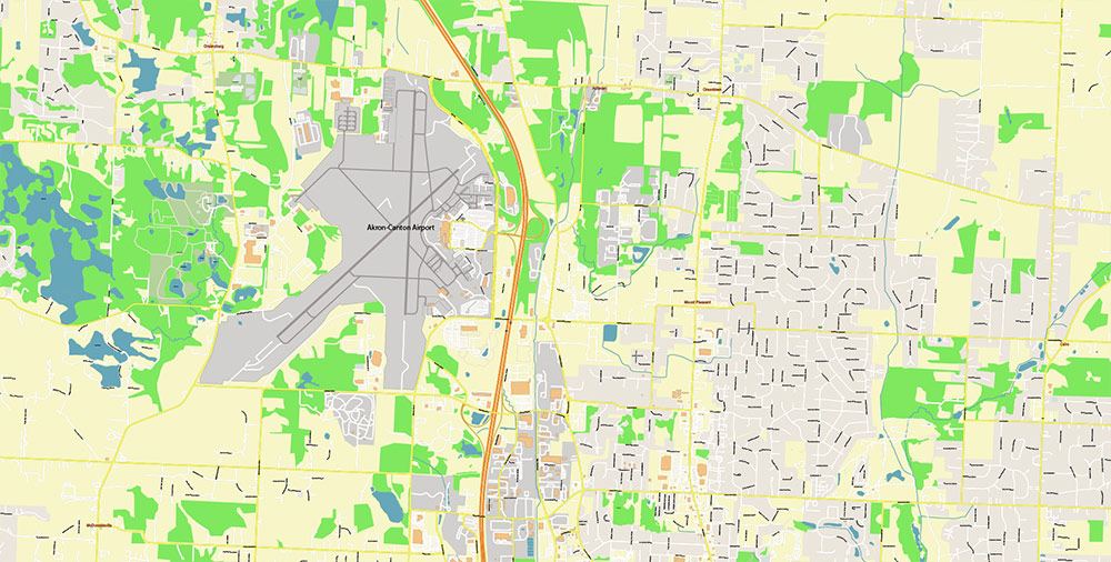 Canton Ohio USA Map Vector Exact City Plan High Detailed Street Map editable Adobe Illustrator in layers
