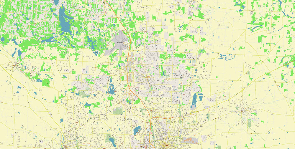 Canton Ohio USA Map Vector Exact City Plan High Detailed Street Map editable Adobe Illustrator in layers