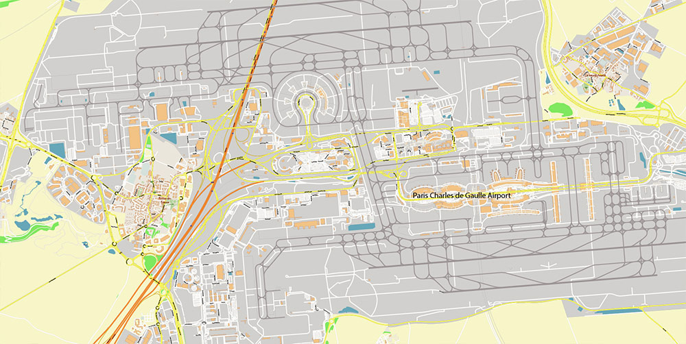 Charles de Gaulle Airport Map Vector Exact High Detailed Street Map editable Adobe Illustrator in layers Charles de Gaulle Airport Map Vector Exact High Detailed Street Map editable Adobe Illustrator in layers