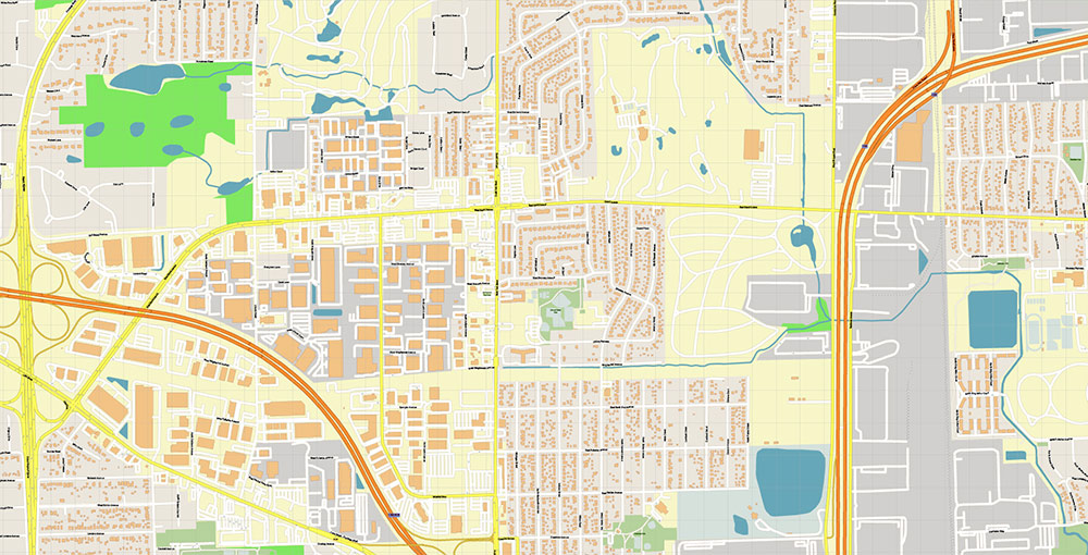 Chicago O'Hare International Airport Map Vector Exact High Detailed Street Map editable Adobe Illustrator in layers