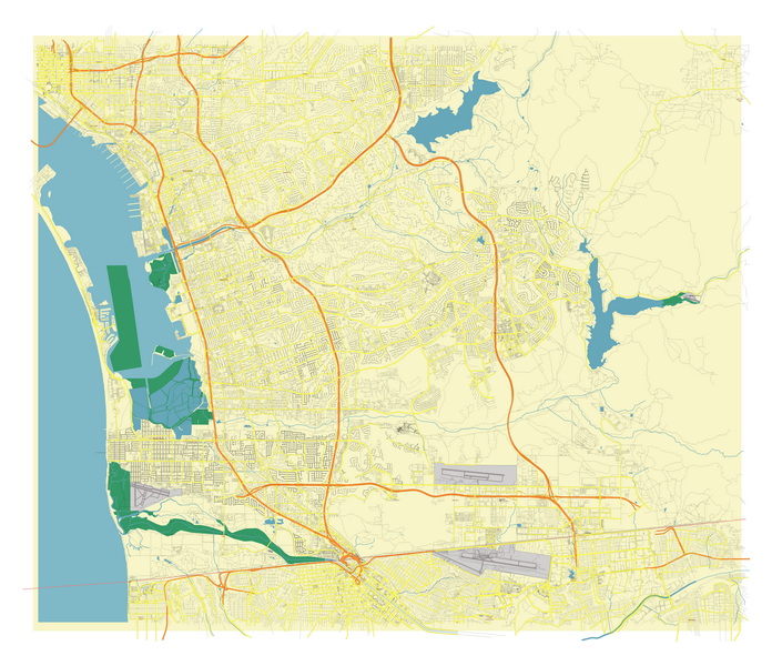 Free Vector map Blank Editable Layered of the Chula Vista California USA