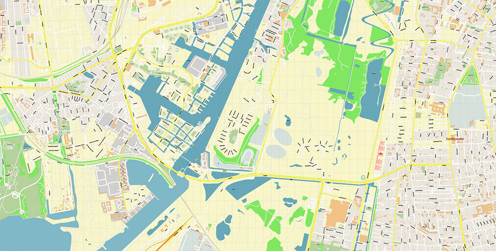 Copenhagen Airport Map Vector Exact High Detailed Street Map editable Adobe Illustrator in layers