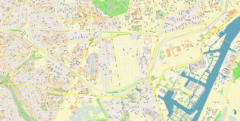 Copenhagen Airport Map Vector Exact High Detailed Street Map editable Adobe Illustrator in layers