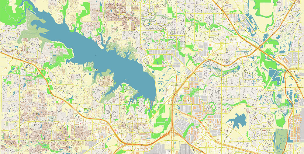 Dallas - Fort Worth Airport Map Vector Exact High Detailed Street Map editable Adobe Illustrator in layers