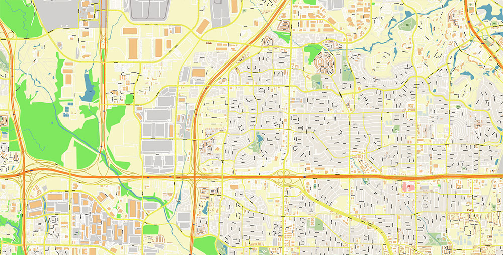 Dallas - Fort Worth Airport Map Vector Exact High Detailed Street Map editable Adobe Illustrator in layers