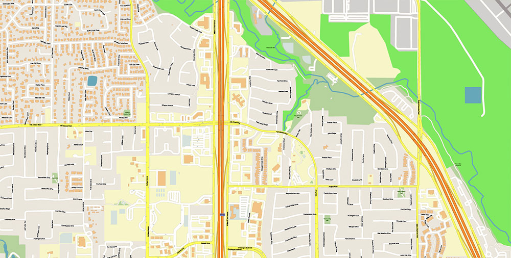Dallas - Fort Worth Airport Map Vector Exact High Detailed Street Map editable Adobe Illustrator in layers