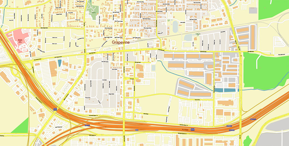 Dallas - Fort Worth Airport Map Vector Exact High Detailed Street Map editable Adobe Illustrator in layers