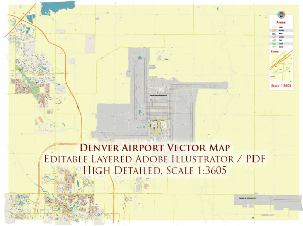 Denver Airport Map Vector Exact High Detailed Street Map editable Adobe Illustrator in layers Denver Airport Map Vector Exact High Detailed Street Map editable Adobe Illustrator in layers
