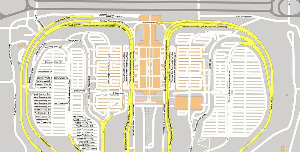 Denver Airport Map Vector Exact High Detailed Street Map editable Adobe Illustrator in layers