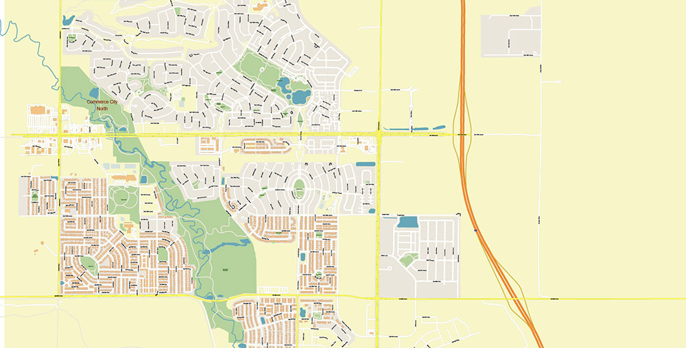 Denver Airport Map Vector Exact High Detailed Street Map editable Adobe Illustrator in layers