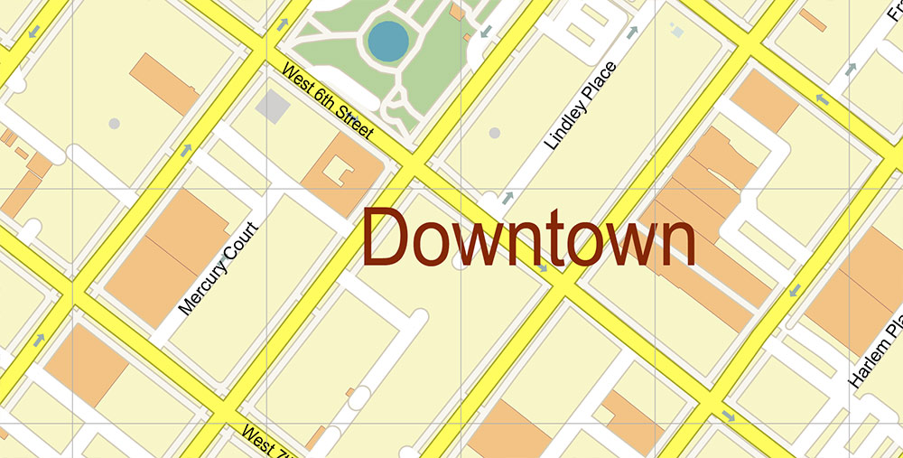 Downtown Los Angeles CBD Map Vector Exact High Detailed Street Map editable Adobe Illustrator in layers
