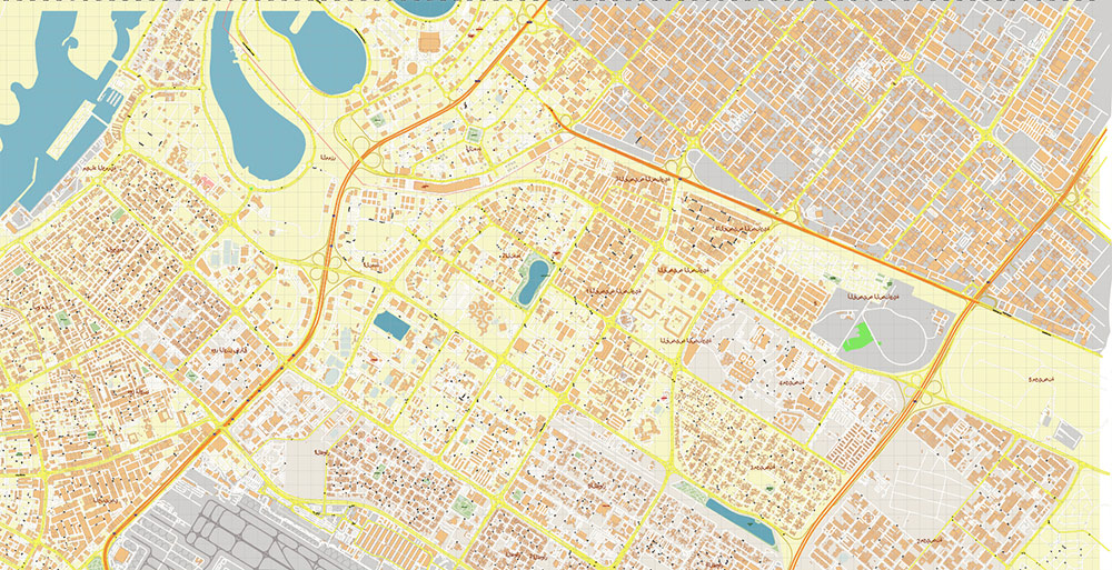 Dubai International Airport Map Vector Exact High Detailed Street Map editable Adobe Illustrator in layers