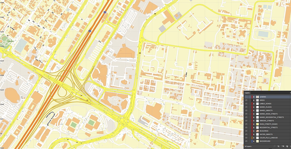 Dubai International Financial Centre (DIFC) CBD Map Vector Exact High Detailed Street Map editable Adobe Illustrator in layers