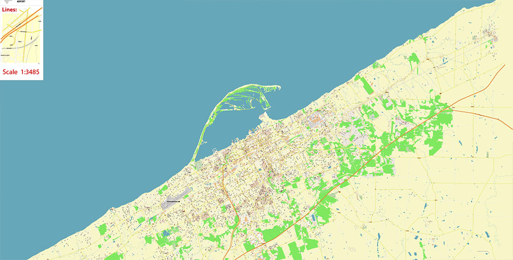 Erie Pennsylvania USA Map Vector Exact City Plan High Detailed Street Map editable Adobe Illustrator in layers