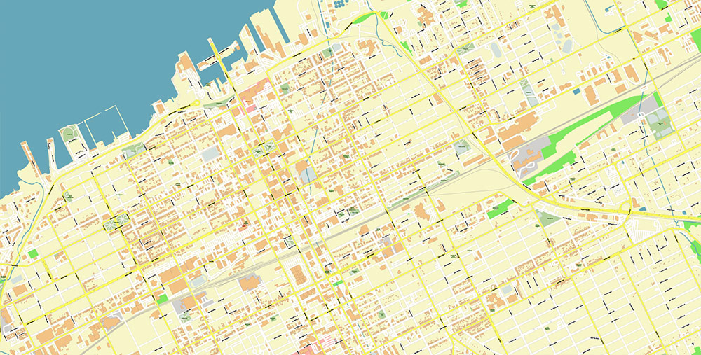 Erie Pennsylvania USA Map Vector Exact City Plan High Detailed Street Map editable Adobe Illustrator in layers