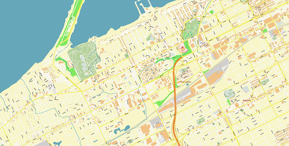 Erie Pennsylvania USA Map Vector Exact City Plan High Detailed Street Map editable Adobe Illustrator in layers
