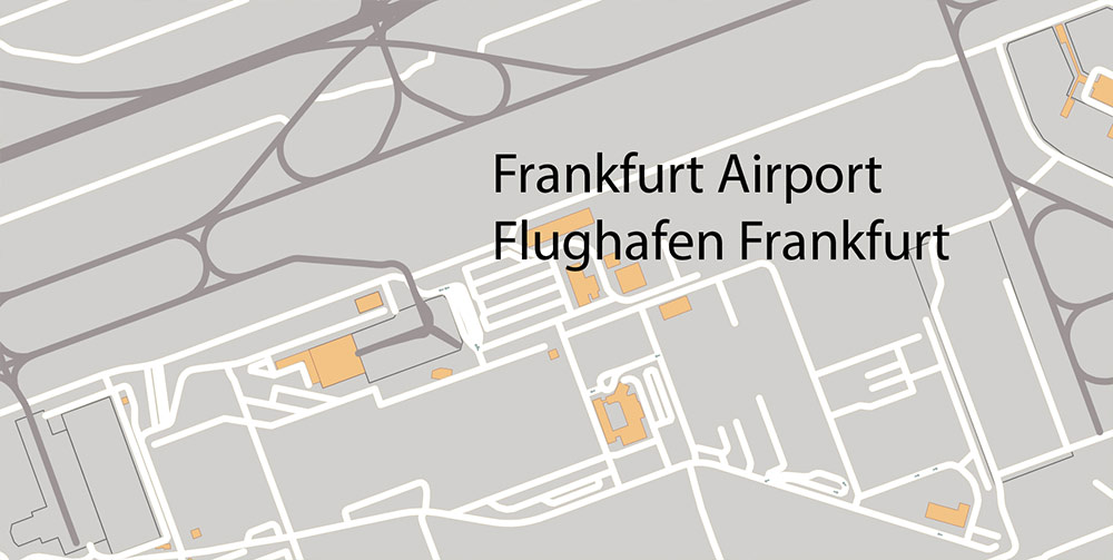 Frankfurt Airport Map Vector Exact High Detailed Street Map editable Adobe Illustrator in layers