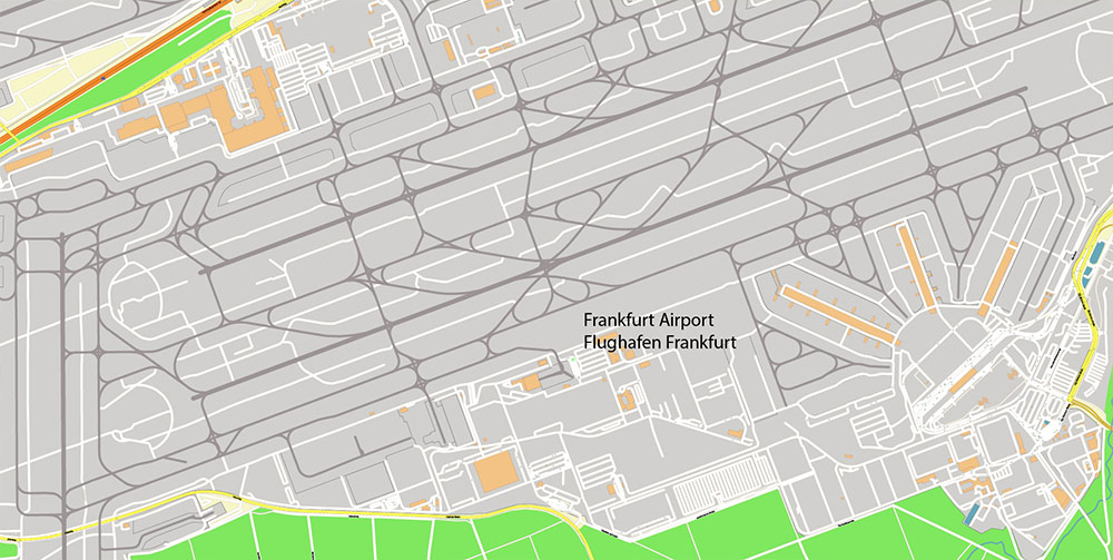 Frankfurt Airport Map Vector Exact High Detailed Street Map editable Adobe Illustrator in layers