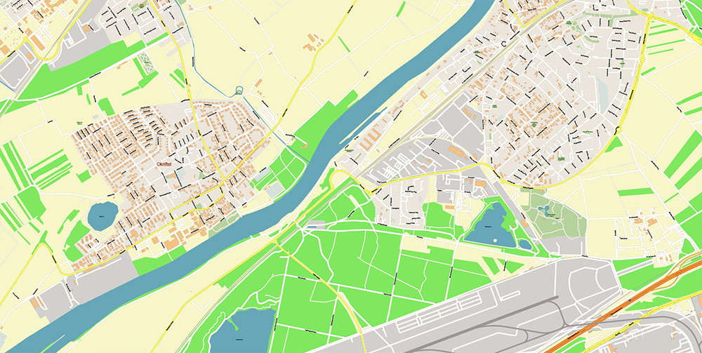 Frankfurt Airport Map Vector Exact High Detailed Street Map editable Adobe Illustrator in layers