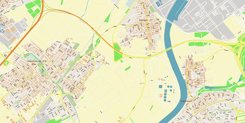 Frankfurt Airport Map Vector Exact High Detailed Street Map editable Adobe Illustrator in layers