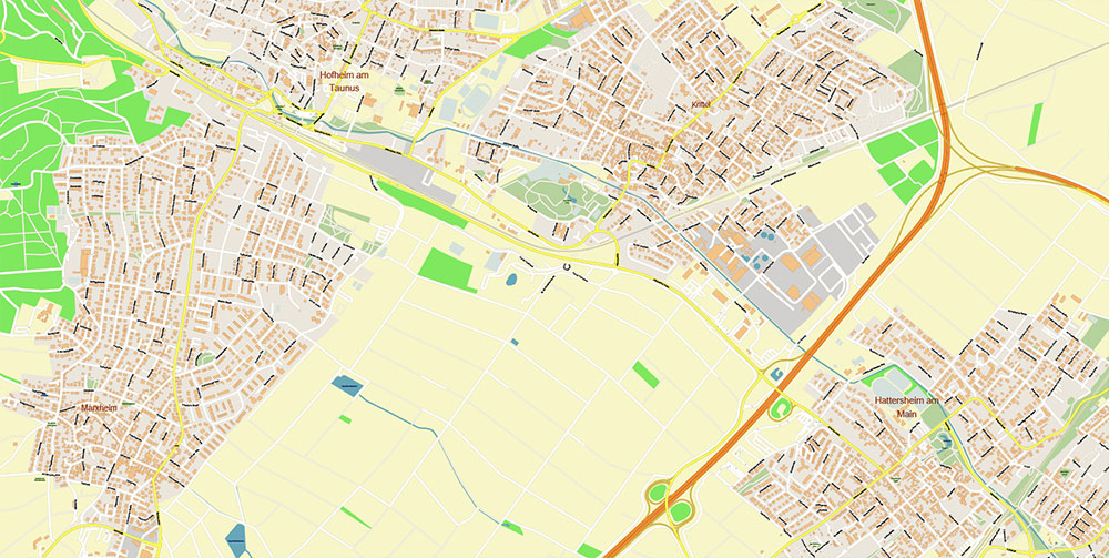 Frankfurt Airport Map Vector Exact High Detailed Street Map editable Adobe Illustrator in layers