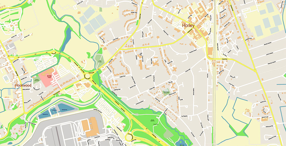 Gatwick Airport Map Vector Exact High Detailed Street Map editable Adobe Illustrator in layers