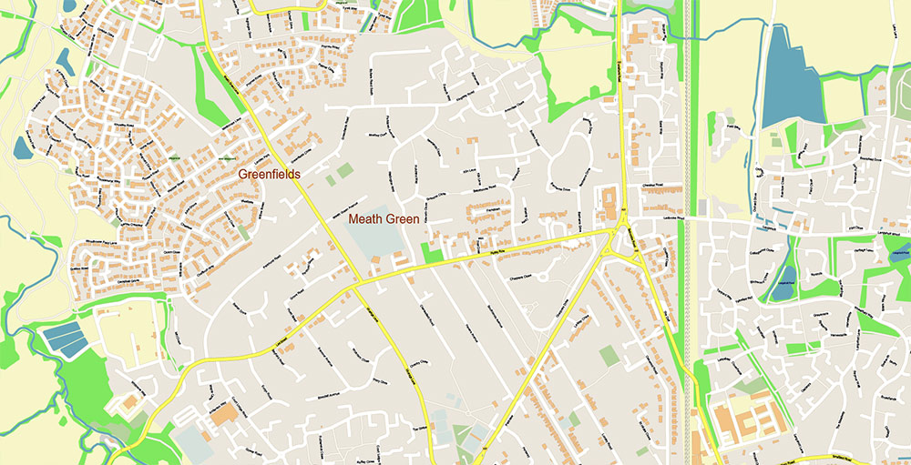 Gatwick Airport Map Vector Exact High Detailed Street Map editable Adobe Illustrator in layers