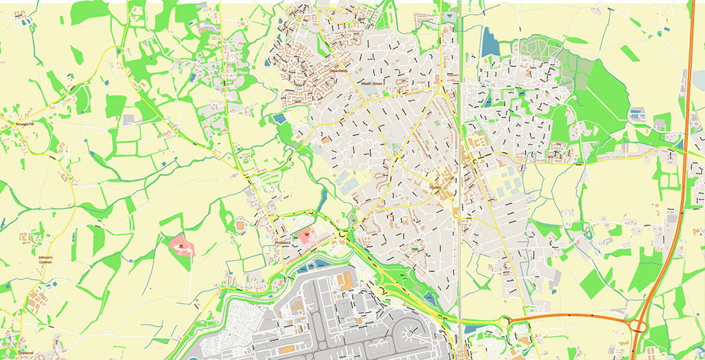 Gatwick Airport Map Vector Exact High Detailed Street Map editable Adobe Illustrator in layers