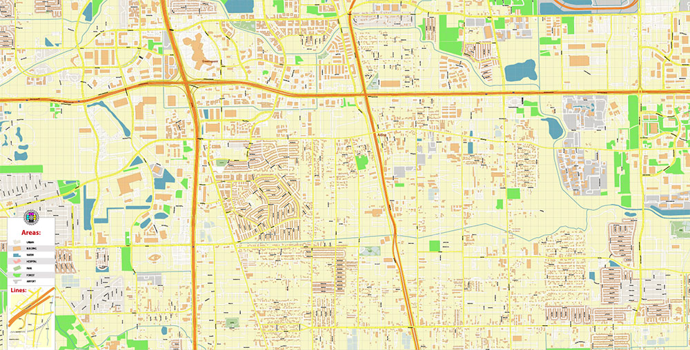 George Bush International Airport Map Vector Exact High Detailed Street Map editable Adobe Illustrator in layers