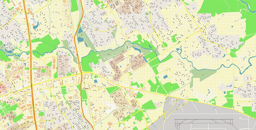 George Bush International Airport Map Vector Exact High Detailed Street Map editable Adobe Illustrator in layers