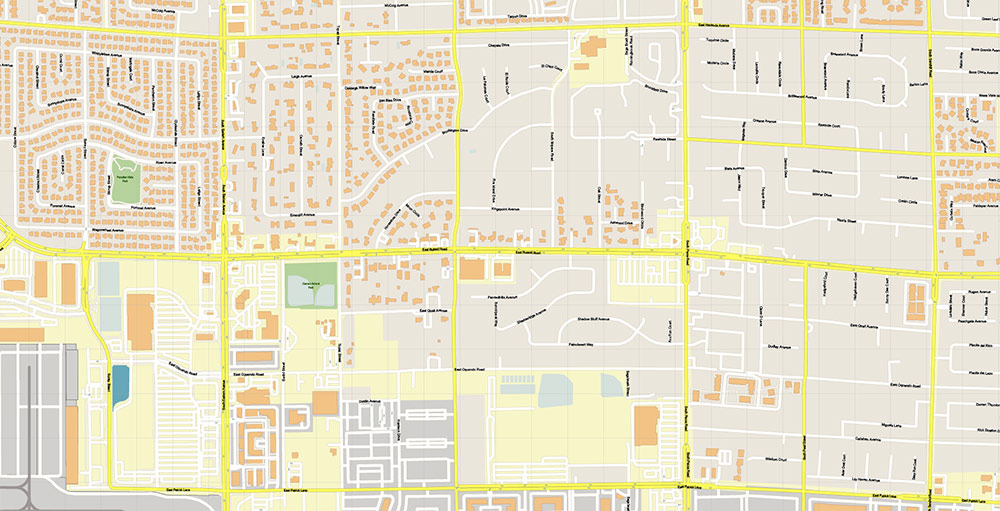 Harry Reid International Airport Map Vector Exact High Detailed Street Map editable Adobe Illustrator in layers