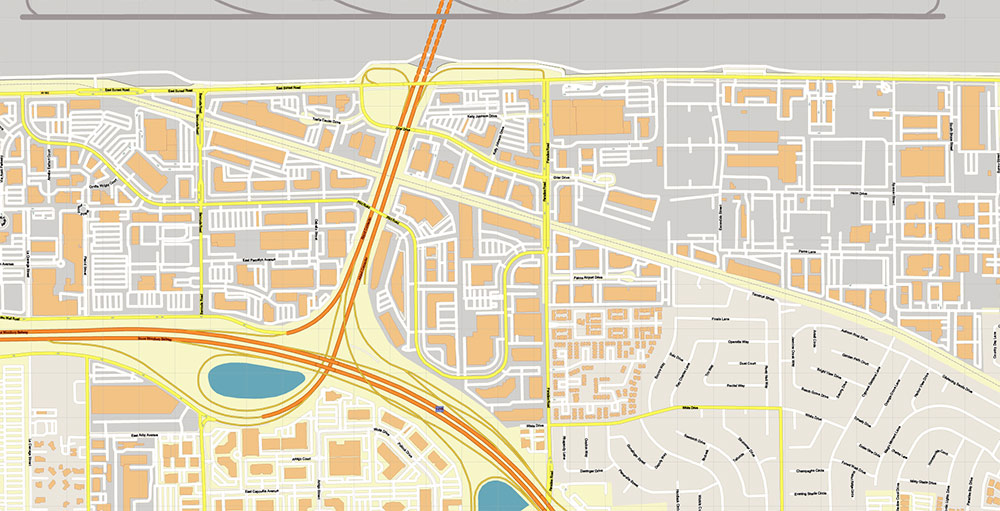 Harry Reid International Airport Map Vector Exact High Detailed Street Map editable Adobe Illustrator in layers