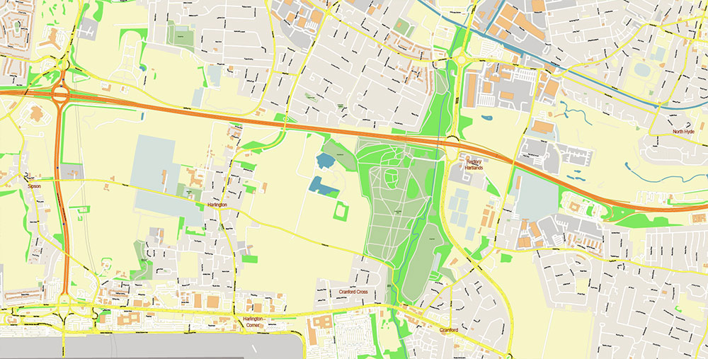 Heathrow Airport Map Vector Exact High Detailed Street Map editable Adobe Illustrator in layers